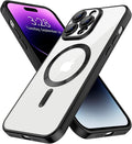 Hython Magnetic Clear for iPhone 14 Pro Max Case with Camera Lens Protector [Compatible with MagSafe] Plating Edge Slim Soft TPU Cover Protective Phone Case for iPhone 14 Pro Max 6.7", Matte Black
