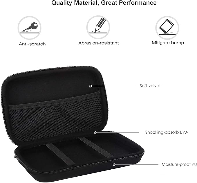 MoKo 7-Inch GPS Carrying Case, Portable Shockproof EVA Hard Shell Protective Pouch Travel Storage Bag for Car GPS Navigator Garmin/Tomtom/Magellan Devices with 7" Display - Black