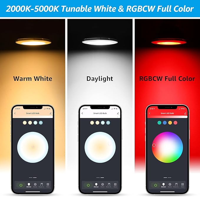 TORCHSTAR PAR30 WiFi Smart Spotlight Bulbs, RGB LED Color Changing Light, 10W, Google Assistant Amazon Alexa Compatible, 60W Equivalent, 2000K-5000K Tunable White CCT, E26 Base, No Hub Required