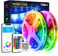 DAYBETTER Led Lights for Bedroom 150 ft (2 Rolls of 75ft), LED Lights with App Voice Control Remote, RGB Music Sync Color Changing Lights, Kitchen, Party,Home Decoration