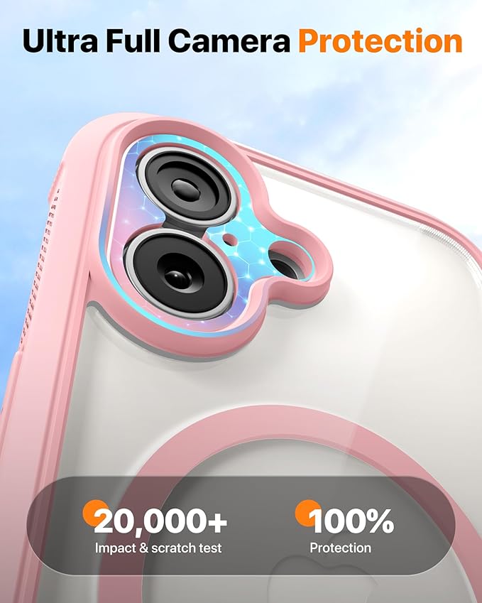 Diaclara Magnetic Designed for iPhone 17 Case Full Body Bumper,[Compatible with MagSafe] Military Drop Proof Cover with Built-in Touch Sensitive Anti-Scratch Screen Protector,Pink