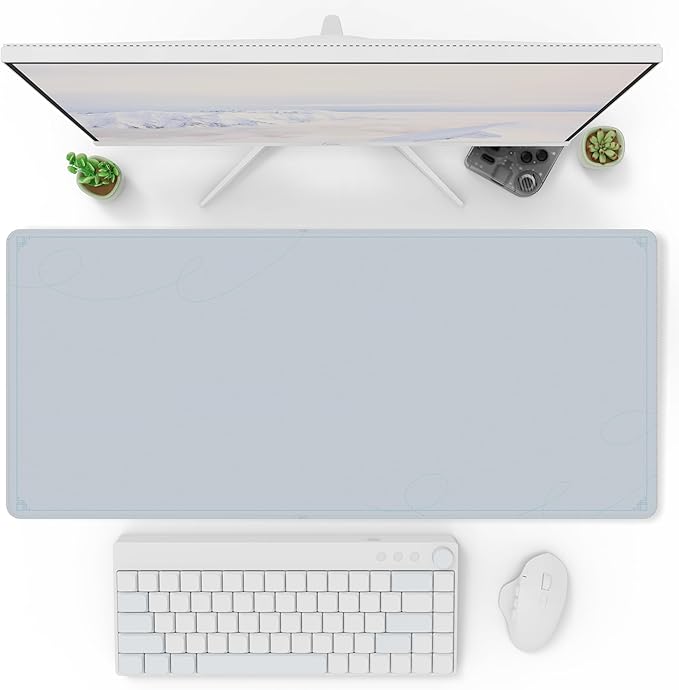 Pixio Mouse Pads - 36 x 16 inch XXL Caligraphy Blue Multifunctional Large Desk Mats for Gaming, Office, Desktop Anti-Slip Waterproof Washable Computer Mouse Mat