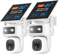 SANSCO 2 Pack 4G LTE Cellular Security Camera Wireless Outdoor, 360 Days Free Unlimited Data, Built-in SIM Card 64GB, 360° PTZ, No WiFi Solar Powered, 2K Color Night Vision, 2 Way Audio, AI Detection