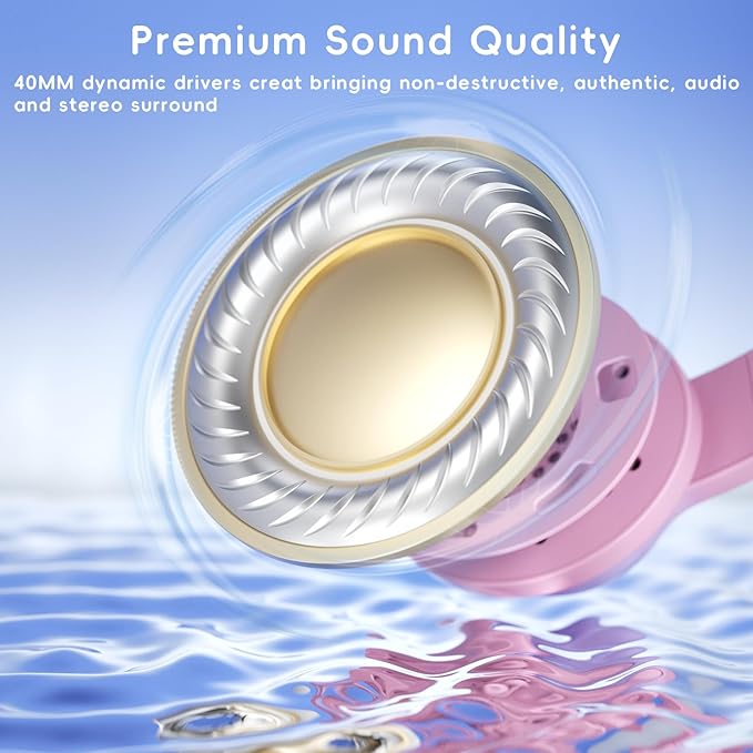 Candy Bila Kids Wired Headphones for Kids with Microphone, 85/94dB Volume Limiter Headphones for Girls Boys, Light Purple