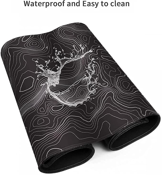 AQQA Large Mouse Pad Mat (35x17 in) Extended XXXL Gaming Mouse Pad with Non-Slip Rubber Base,Background Topographic Map Lines Contour Geographic for Gaming Office Laptop Computer Men Women