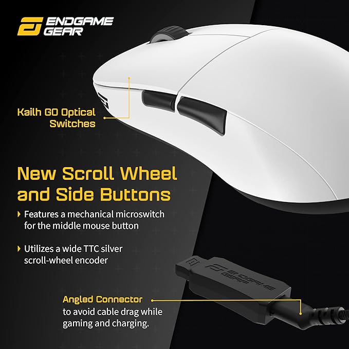 ENDGAME GEAR XM2we Wireless Gaming Mouse, Programmable Mouse with 5 Buttons and 19,000 DPI, White