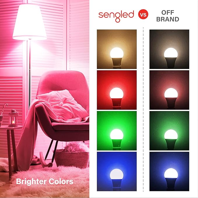 Sengled Smart Light Bulb, Color Changing Light Bulb, WiFi Light Bulbs No Hub Required, Smart Bulbs that Compatible with Alexa & Google Home, Smart LED A19 RGB Light Bulbs, 1 Pack