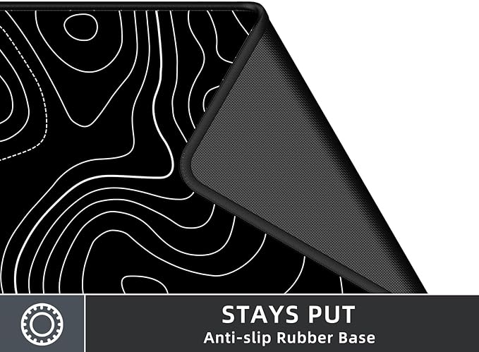 Rinaze Extra Large Gaming Mouse Pad with Black Topographic, XXL Mousepad, Big Mouse Mat Desk Pad, Non Slip Keyboard Pad for Gaming Computer Laptop PC Office Desk Accessories
