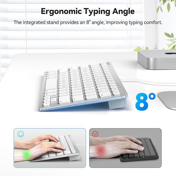 TECKNET Wired Keyboard for MacOS Devices with Dual Interface, Slim Mac Keyboard, Comfortable Ergonomic Typing Angle & Stable Connection for PC/Laptop, Compatible with MacBook, iMac, Mac mini/Pro