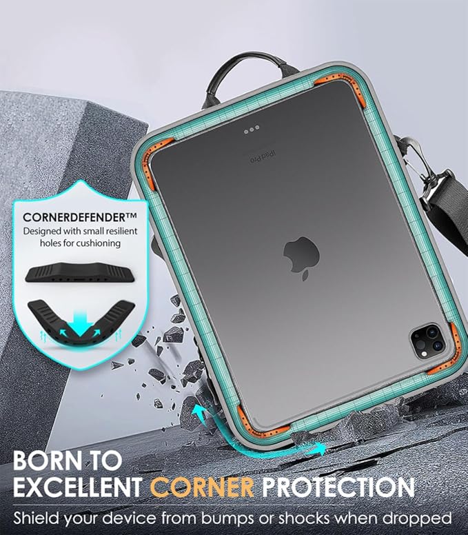 MoKo 9-11 Inch Tablet Sleeve Bag 360° Protetive Carrying Case Compatible with iPad 10th 10.9, iPad Air 5/4th 10.9, iPad 9/8th 10.2, iPad Pro 11, Tab S8/S9 11, with Handle and Shoulder Strap, Gray