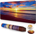 Large Gaming Mouse Pad with Coaster, Desk Matt for Desktop, Desk Pad, Mouse Pads Mat, Stitched Edges Big Extended Mousepad for Computer Keyboard Laptop Office Decor, 31.5'' x15.6''-Sunset Beach