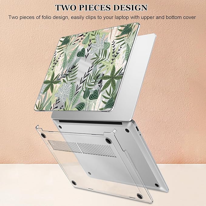 Case for 13-inch Microsoft Surface Laptop Copilot+ PC 2025 (Model 2095), Printed Pattern Ultra-Slim Plastic Hard Shell Case Protective Cover, Tropical Green Leaves