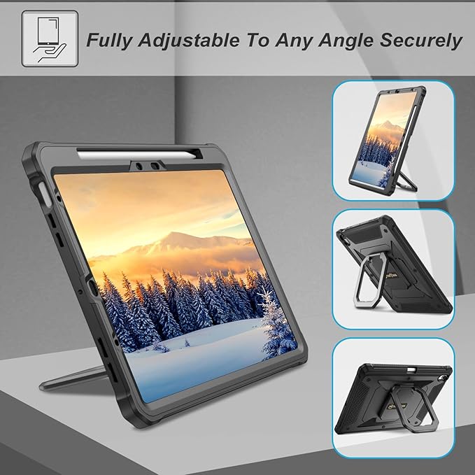 Fintie Case for iPad Air 11-inch M4/M3/M2 (2026/2025/2024), iPad Air 5th/4th Generation (2022/2020) 10.9 Inch - [Tuatara Magic Ring] 360 Degree Rotating Stand Cover with Screen Protector, Black