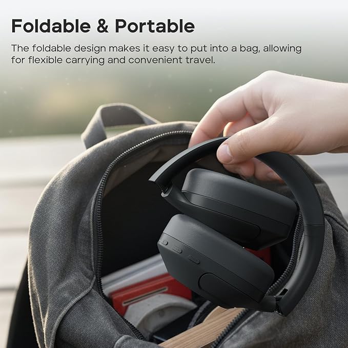 Tribit Wireless Over-Ear Headphones QuietPlus 81, Hybrid Active Noise Cancelling, Bluetooth 6.0 Headset, 110H Playtime, 6 Custom EQ via App, Deep Bass, Foldable, Comfortable, Lightweight for Travel