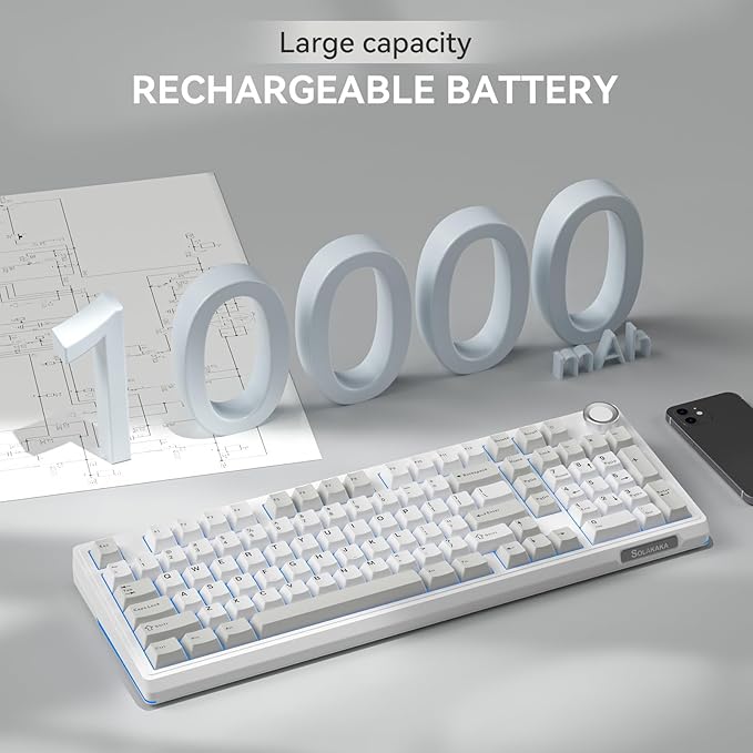 SOLAKAKA KI99 Pro 96% Wireless Mechanical Keyboard, RGB Gaming Keyboard, Hot-Swappable Pre-Lubed Switches, Gasket Structure Creamy Keyboards (Graywhite, Silent Switch)