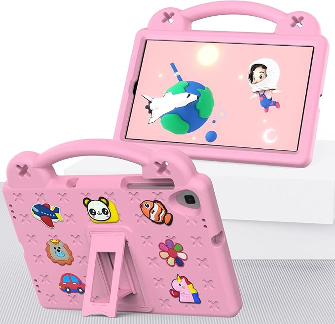 AKABEILA Compatible with Samsung Galaxy Tab A 10.1(2019)/Lenovo Tab M10 HD 2nd Gen/Tab K10/M10 Plus 10.3 inch Tablet Case, Kids Case with Shoulder Strap & Stand Handle Pink