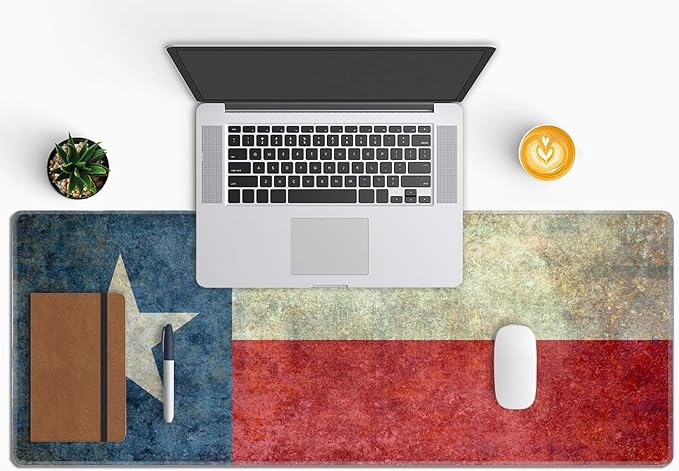 Texas Grunge Flag Gaming Mouse Pad XL Extended Large Desk Mat Big Mousepad Non-Slip Rubber Base Stitched Edge Long Desk Pad for Desktop PC Computer Gamer,31.5×11.8 Inch