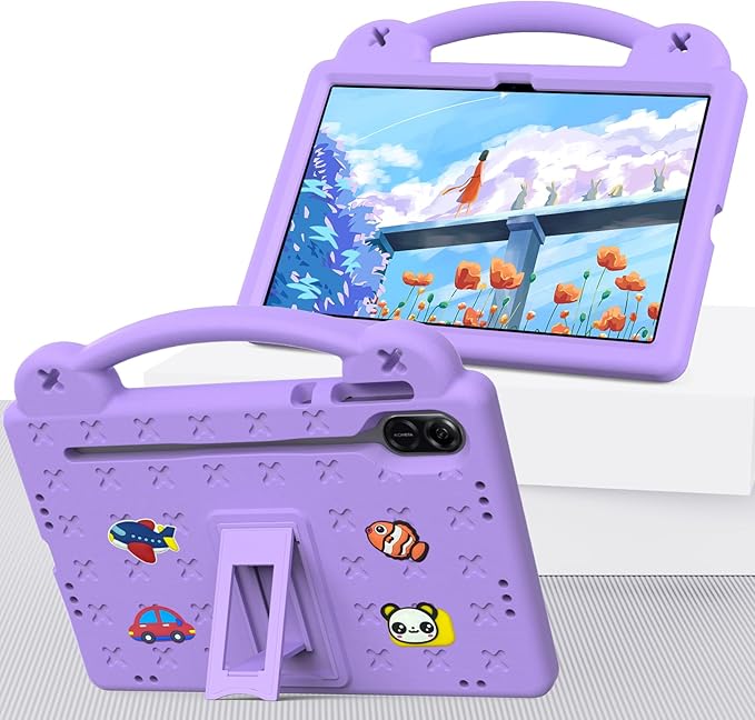 AKABEILA Compatible with Honor Pad X8a 2024/Pad X9 11 inch 2024/Infinix Xpad 11 inch X1101 2024 Tablet Case, Kids Shockproof Protective Case with Shoulder Strap & Stand Handle Light Purple