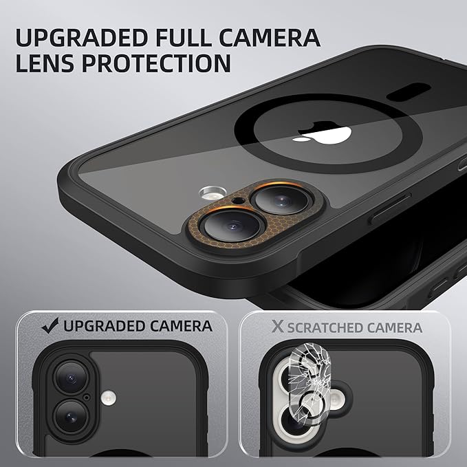 BERFY for iPhone 17 Case, Compatible with MagSafe, Built-in Privacy Screen Protector, Camera Protection, Shockproof Full Body Phone Case 6.3", Clear Black