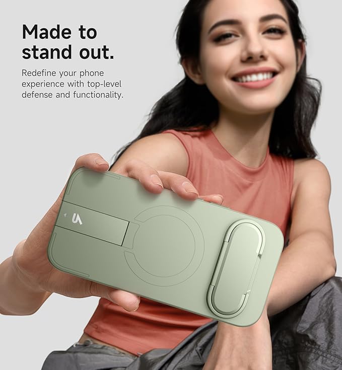 SURITCH for Google Pixel 9 Pro XL Phone Case, Compatible with MagSafe, Protective Cover with Camera Cover & Adjustable Metal Kickstand for Pixel 9 Pro XL -Sage Green