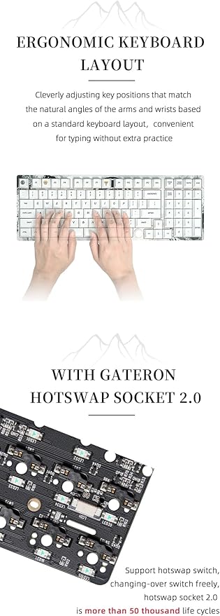 GATERON iG 98 Co-Branded Mechanical Gaming Keyboard, Tri-Mode Hot Swappable Wired/Bluetooth/2.4G Wireless Keyboard with RGB Light for Windows & Mac, PBT Keycaps (Mountain Top, Mini i Switch)