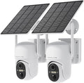 HOSAFE.COM Home Security Cameras Wireless Outdoor, 2K Outdoor Camera Wireless WiFi, 360 Camera Solar Powered, PTZ, PIR Sensor, Free Cloud Storage(Need Apply), 2-Way Talk, IP66 Waterproof, 2 Pack