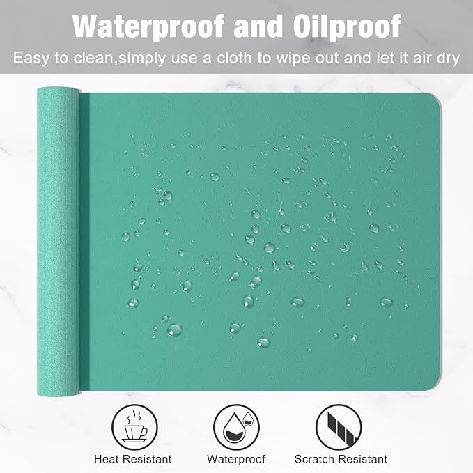 Hsurbtra Desk Pad, 30" x 14" PU Leather Desk Mat, XL Extended Mouse Pad, Waterproof Desktop Blotter Protector, Non-Slip Ultra Thin Large Laptop Keyboard Writing Mat for Office Home, Fruit Green