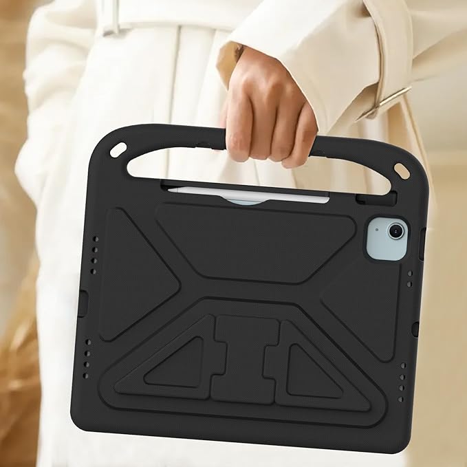 Dteck for iPad Air 13/iPad Pro 13/12.9 Case, Shockproof Protective Handle Stand Pencil Holder EVA Case, Black