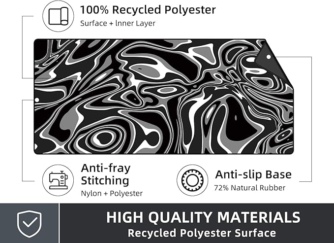 Rinaze Large Gaming Mouse Pad with Superior Micro-Weave Cloth, Extended Desk Mousepad with Stitched Edges, Anti-Slip Keyboard Pad for Computer, Home and Gaming