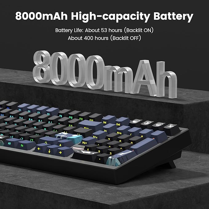 Womier Wireless Gaming Keyboard, Mechanical Keyboard, 98% Creamy Keyboard RGB Backlit with Number Pad and Volume Knob, BT5.0/2.4GHz/USB-C Mode, Hot Swappable Custom Keyboard with Linear Switches