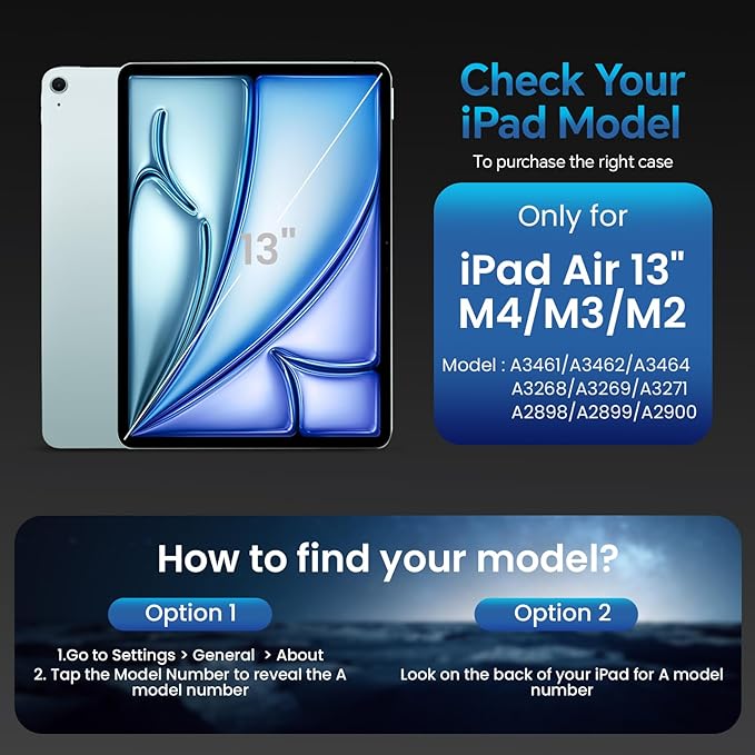 Handcrafted Case for iPad Air 13 Inch M4/M3/M2 (2026/2025/2024) with Pencil Holder & Hand Strap & Pocket,Magnetic Clasp,Multi Angles Stand,Protective Folio Cover,Auto Sleep/Wake,Dark Blue