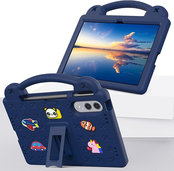 AKABEILA Compatible with Lenovo xiaoxin pad pro GT 11.1 inch TB-710FU (2025) Tablet Case, Kids Friendly Universal Lightweight Shockproof Protective Case with Shoulder Strap & Stand Handle Navy Blue