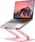 LOXP Adjustable Laptop Stand, Portable Laptop Riser, Aluminum Laptop Stand for Desk Foldable, Ergonomic Computer Notebook Holder for Desk, Office Desk Accessories (10-15.6'')- Pink