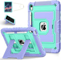 for iPad 11 Inch (A16) 11th /10th Generation 10.9 Inch iPad Case 10th Generation with Shoulder Strap,Heavy Duty Shockproof Cover for i Pad 11th/10th Gen,Purple Green
