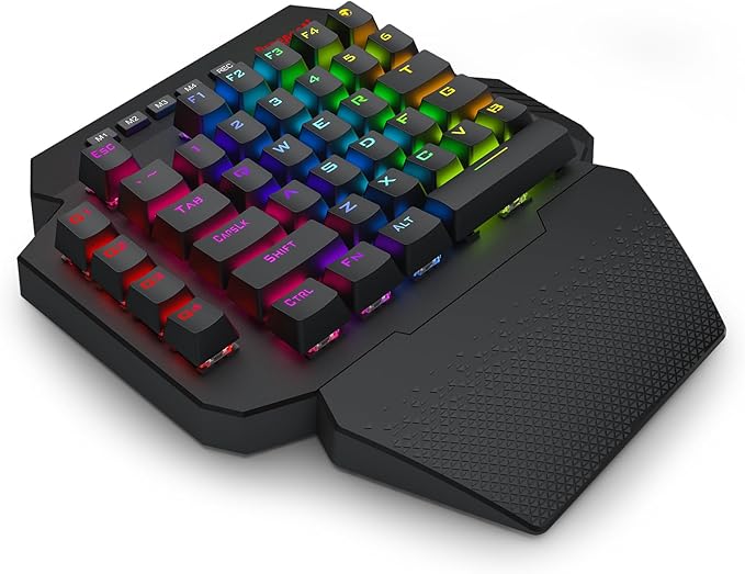 Redragon K758 Wired One-Handed RGB Mechanical Gaming Keyboard, 39 Keys Type-C Professional Gaming Keypad w/Upgraded Hot-Swappable Socket, 4 Onboard Macro Keys & Dedicated Wrist Rest