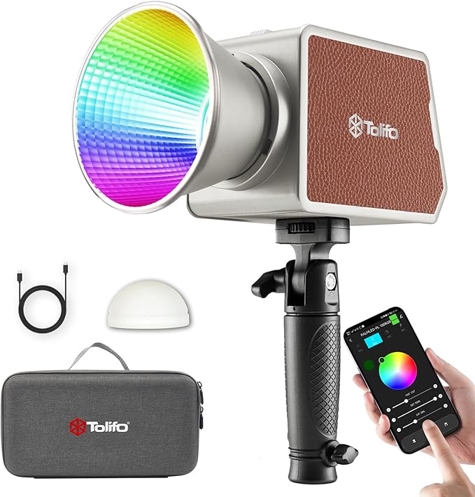 Tolifo 100W RGB LED Video Light with 18000mAh Battery, Portable 360° Full Color Studio Lights, COB Continuous Output for Creative Photography Lighting/Video Recording, 2700K-6500K CRI97+ 20 Effects