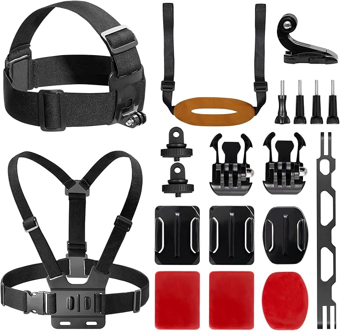 AKASO Action Camera Accessories Kit with Chest Strap & Head Strap Compatible EK7000/EK7000 Pro/Brave 4/Brave 4 Pro/Brave 7 LE/Brave 7/Brave 8/V50X/GoPro Hero 13 12 11 10 9/DJI Action Camera