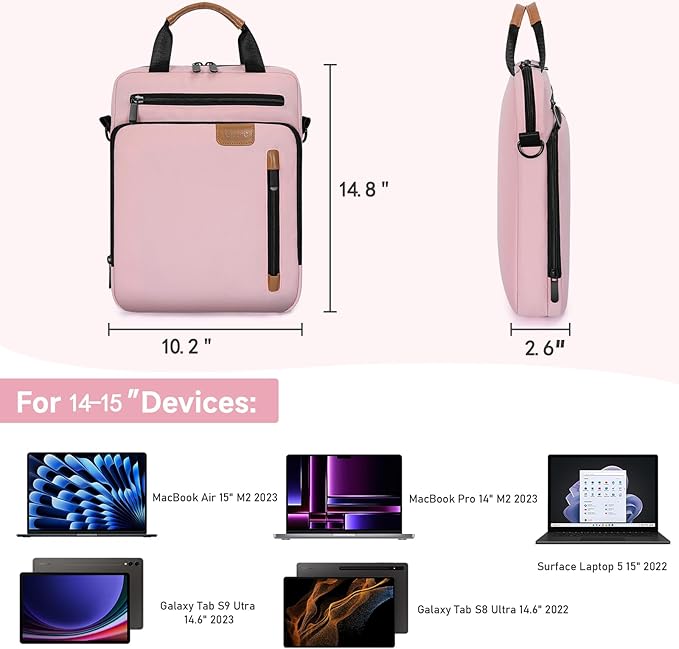 15 inch Laptop Sleeve Bag,Padded Protective Travel Carrying Case for New 15"/15.3" MacBook Air M5 M4 M3 M2 2026-2023,Dell XPS 15 Plus,15 Inch Surface Laptop 7/6/5/4/3,Galaxy Tab S9 Utra 14.6"
