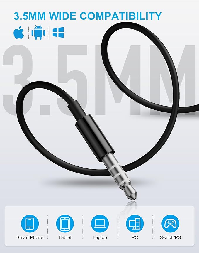 Wired Earbuds, 2 Pack 3.5mm Headphones with Microphone Clear Call HiFi Stereo Volume Control Earphones for iPhone iPad Samsung Kindle Switch MP3/4 (Black)
