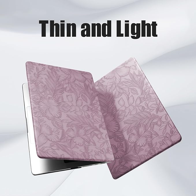 DTangLsm for MacBook Pro 14 inch Case 2026 M5, 2025 2024-2021 M4 M3 M2 M1 A3426 A3427 A3434 A3112 A3185 A3401 A2918 A2992 A2779 A2442 Pro Max, Textured Retro Leather Hard Case & Keyboard Cover, Lilac