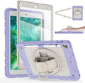 Case for iPad 6th/5th Generation 9.7'' with Screen Protector Pencil Holder [360 Rotating Hand Strap] &Stand, Drop-Proof Case for iPad 6th/5th/ Air 2/ Pro 9.7 (Purple&Beige)