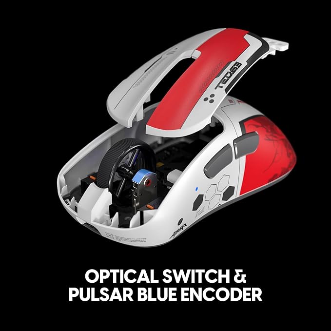 Pulsar x Quiccs Limited Edition - Xlite v4 Wireless Gaming Mouse, Ultra Lightweight 1.9 oz (54g), Ergonomic, Optical Switch, 32000 DPI, 750 IPS, XS-1 Sensor, 8k Compatible (Mini)