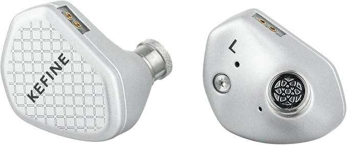 Linsoul Kefine Klean in Ear Monitor,10mm DLC Diaphragm Dynamic Driver HiFi Earphones,Wired Gaming Earbuds,Replaceable Nozzles,Detachable Silver-Plated Cable for Audiophile (No Mic 3.5mm, Silver)