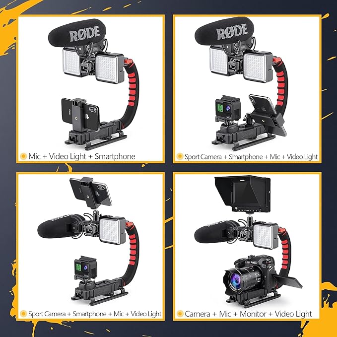 Camera Smartphone Stabilizer, Handheld Video Grip Rig, Fits for All Camera, Camcorder, DSLR and for All iPhone and Android Smartphones