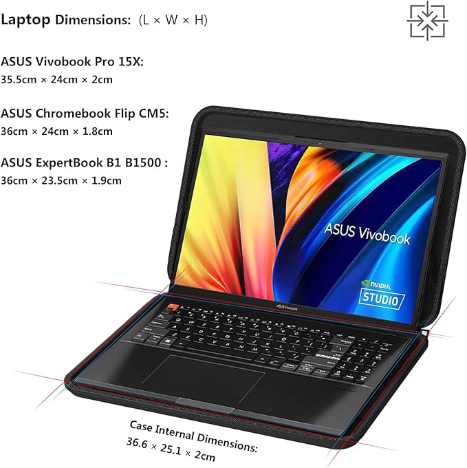 Smatree 15.6 inch Hard Laptop Sleeve for ASUS ExpertBook P1 (P1503), Vivobook Pro 15X, Chromebook Flip CM5 (CM5500), ExpertBook B1 B1500 Laptop