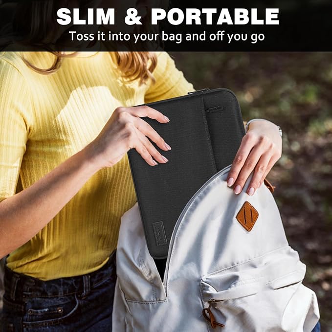 MoKo 9-11 Inch Tablet Sleeve Bag - Carrying Case for iPad Pro M4/Air M2/5/4/3, iPad 10th/9/8/7, Tab S8/S9, Black