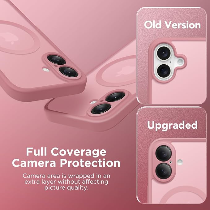 CAPRARO Magnetic Compatible with iPhone 16 Case, Upgraded [Full Camera Protection] [Compatible with MagSafe] Protective Translucent Matte Women Girl Phone Case Cover, Apricot Pollen
