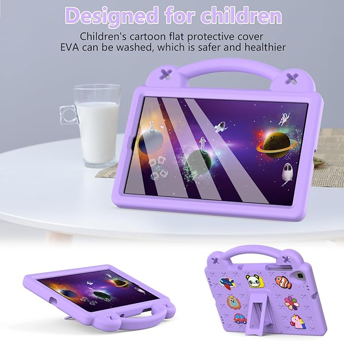 AKABEILA Compatible with Samsung Galaxy Tab A 10.1(2019)/Lenovo Tab M10 HD 2nd Gen/Tab K10/M10 Plus 10.3 inch Tablet Case, Kids Case with Shoulder Strap & Stand Handle Light Purple