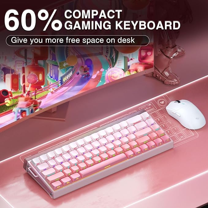 AULA Hero 68 HE 60% Wired Gaming Keyboard, Hall Effect Magnetic Switch Keyboard with Adjustable Actuation, Fast Trigger Mode, 8K Hz Polling Rate, 0.125ms Latency,RGB Backlit, Side Printed PBT Keycaps
