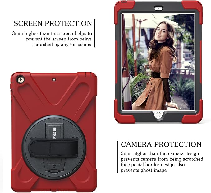 BRAECN for iPad Air 1st Generation Case 2013 .Heavy Duty Protective Case with 360 Rotating Stand/Hand Strap/Shoulder Strap for Apple iPad Air 1-9.7 inch